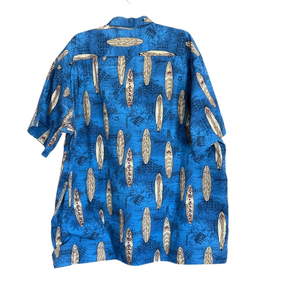 Hilo Hattie Blue Surfboard Print Front Button Hawaiian Aloha Shirt Men's Size 3X - Picture 4 of 10